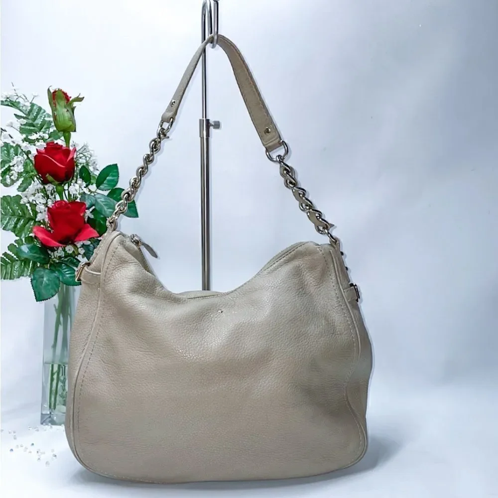 Kate Spade Leather Hobo Bag Gray Large